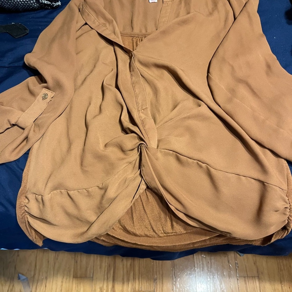 Brown Button-Up Blouse